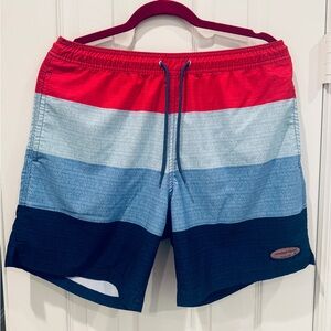Vineyard Vines Lined Swimming Trunks Shorts Mens Size medium Surfing Blue Red
